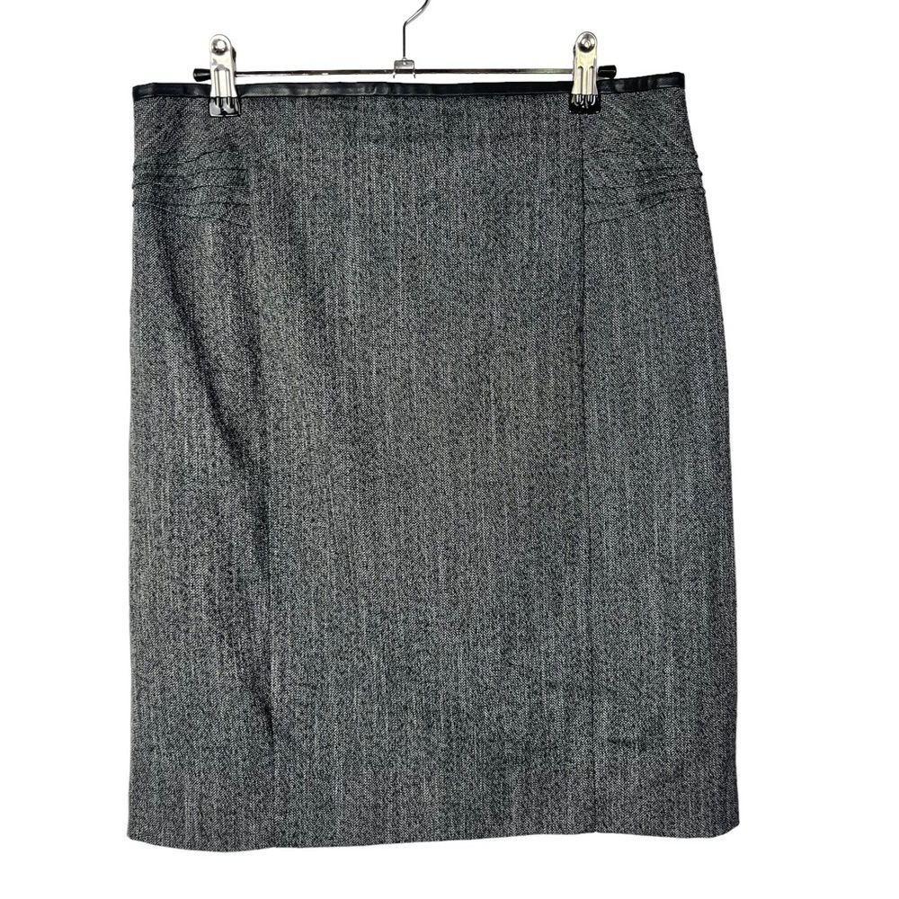 Express Dark Gray Fauxā Leather Trim Straight Pencil Skirt 10